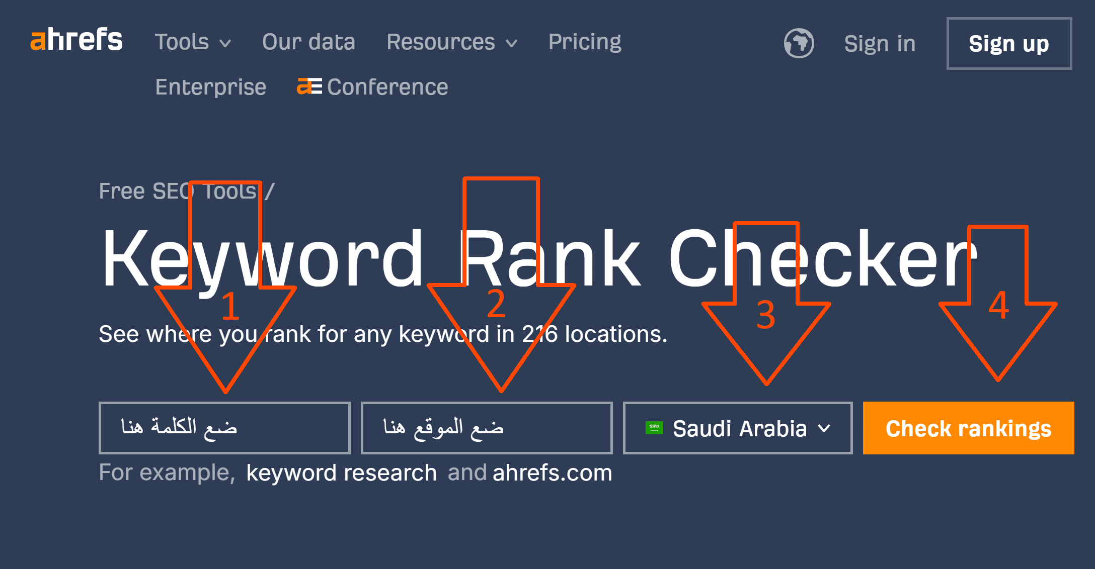 أداة معرفة ترتيب الموقع من ahrefs