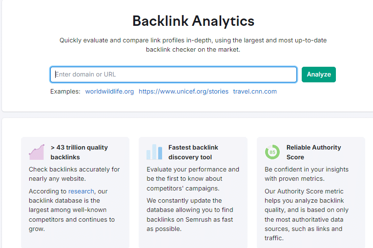 أداة Backlink Analytics