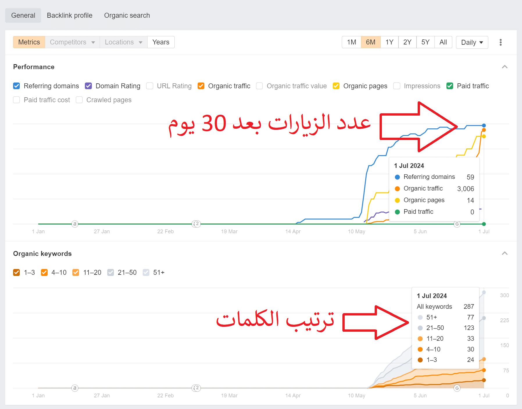 احصائيات الموقع بعد 30 يوم