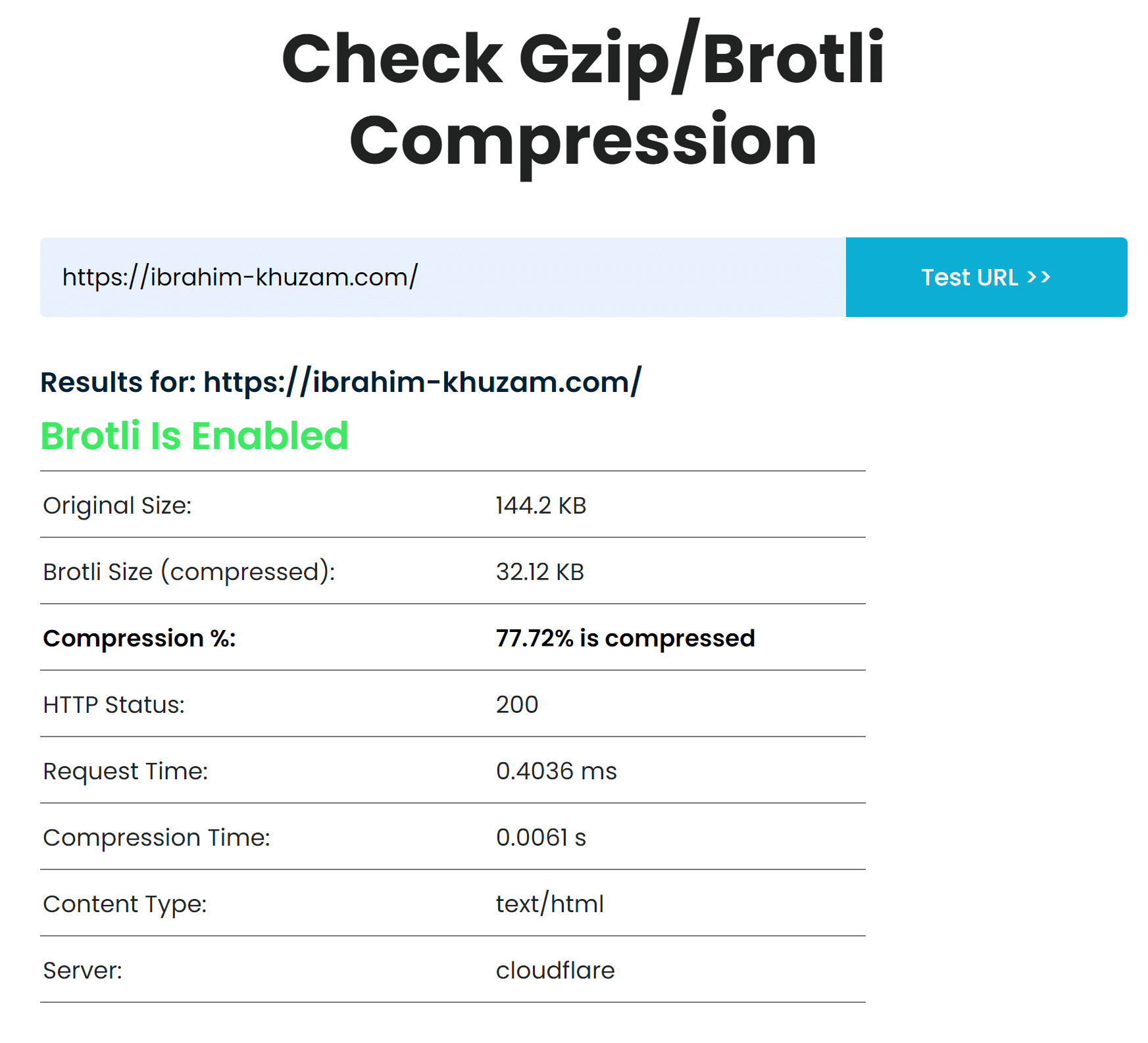 نتيجة فحص GZIP