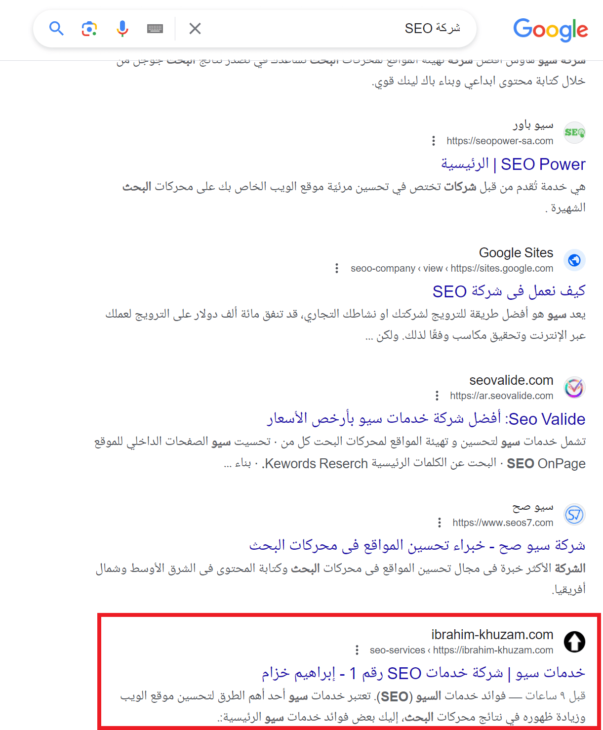 ترتيب شركة SEO